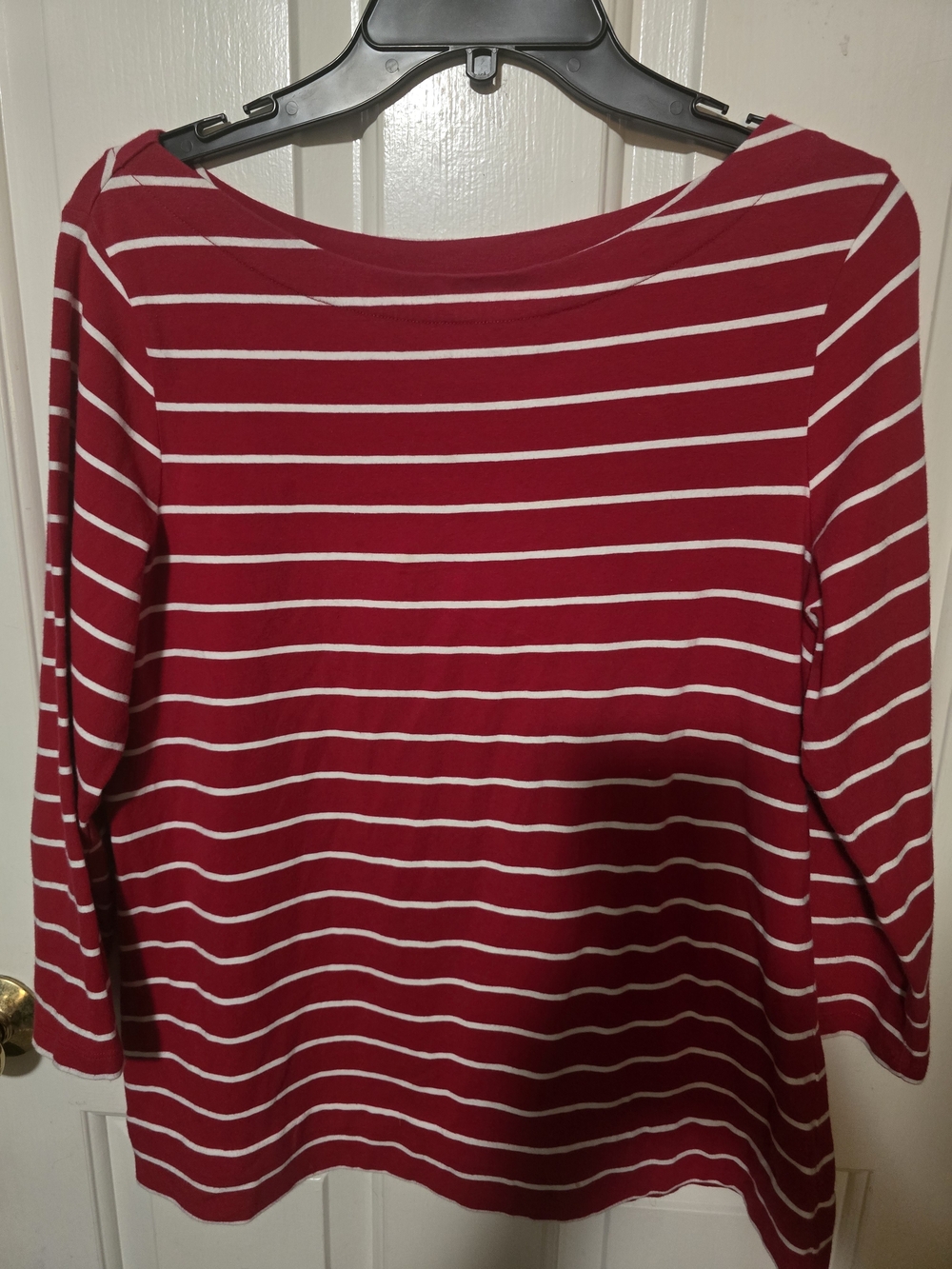 Chadwick's Striped Red and White Boatneck Women's Top